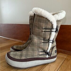 Merrell Plaid Winter Boots with Faux Fur Lining